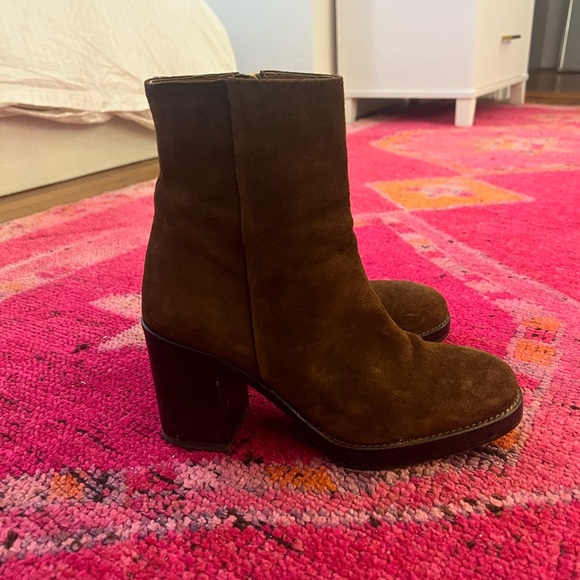 Zara brown suede heeled ankle booties sz 40 - Picture 2 of 6
